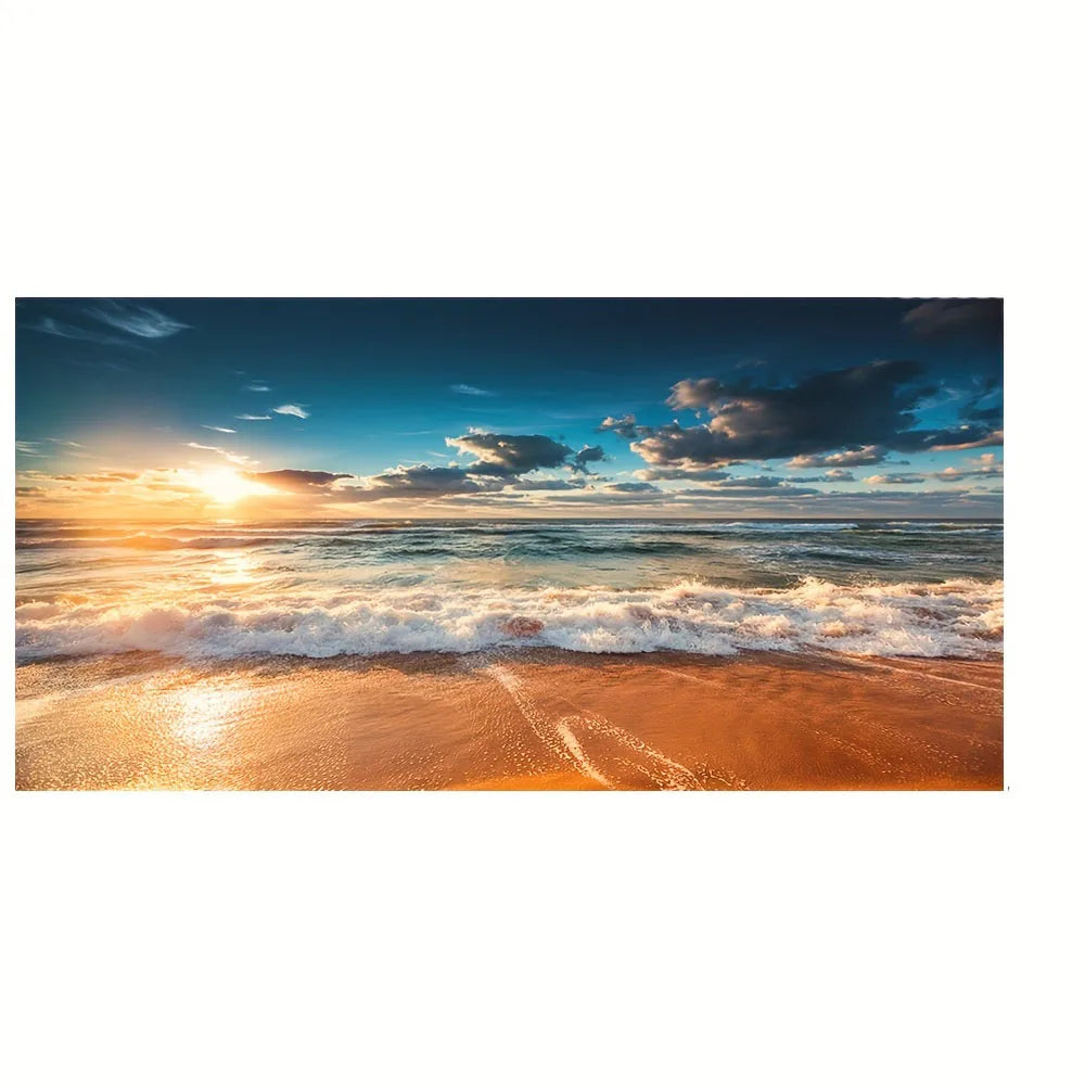 Beach Sunset Landscape Canvas Wall Art – Large Nordic Poster Print for Living Room, Bedroom, and Home Décor