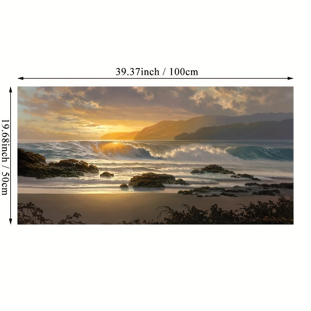 Beach Sunset Landscape Canvas Wall Art – Large Nordic Poster Print for Living Room, Bedroom, and Home Décor