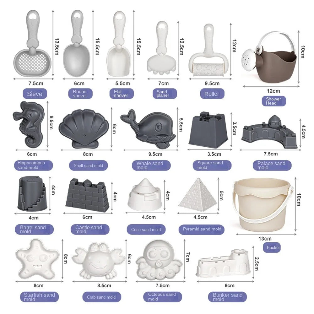 Kids’ Beach Sand Toy Set – Shovels, Buckets, and Sea-Themed Molds for Sandbox Play, Beach Fun, and Sandcastle Building