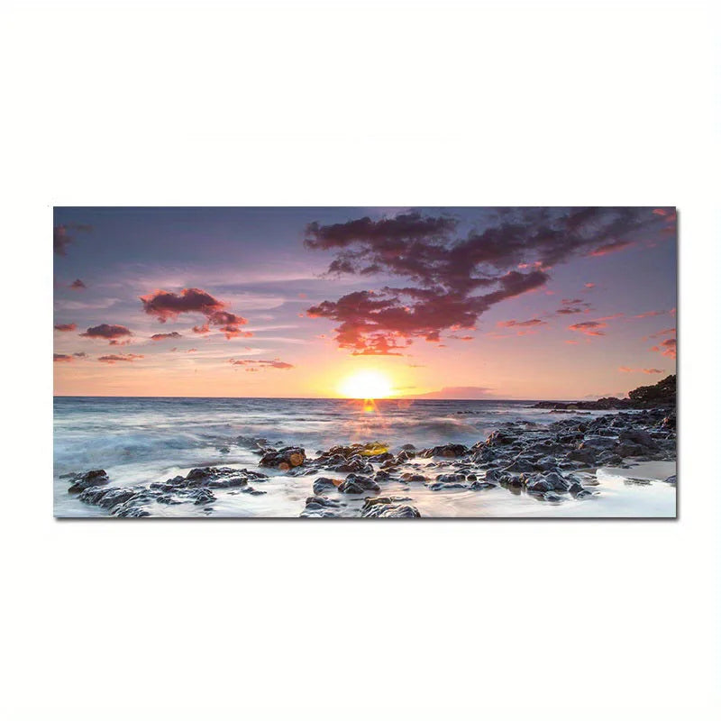 Beach Sunset Landscape Canvas Wall Art – Large Nordic Poster Print for Living Room, Bedroom, and Home Décor