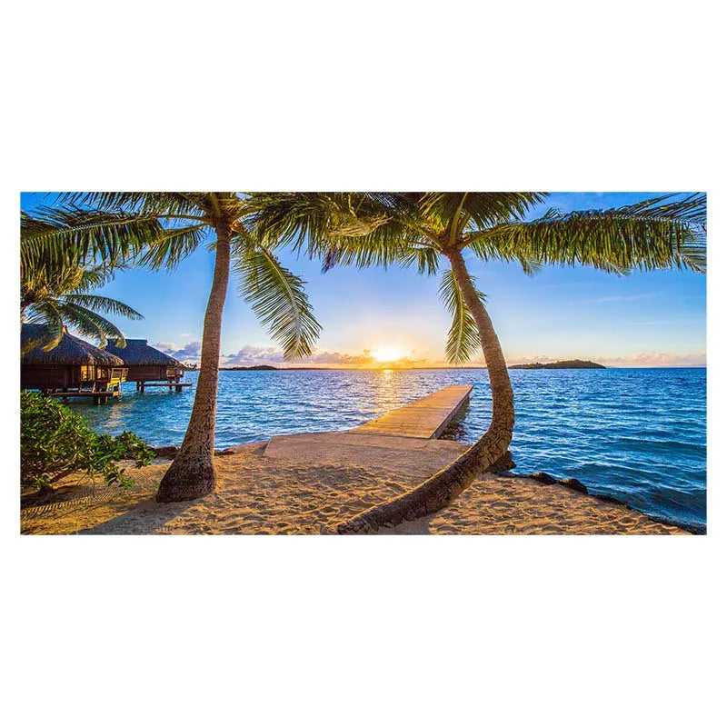 Beach Sunset Landscape Canvas Wall Art – Large Nordic Poster Print for Living Room, Bedroom, and Home Décor