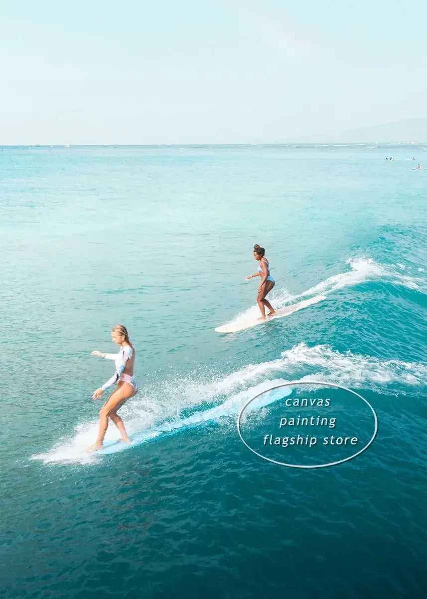 Beach Wave Surfing Canvas Wall Art – Coastal-Themed Print Poster for Living Room, Bedroom, and Home Décor