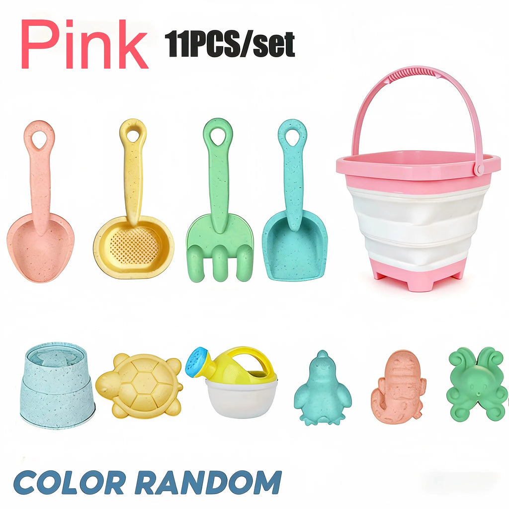 Kids’ Collapsible Beach Toy Set – Silicone Bucket, Shovels & Sand Molds for Summer Outdoor Play