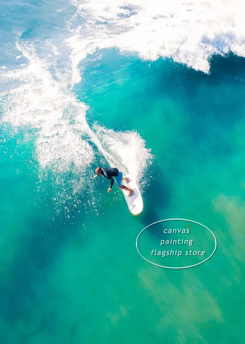 Beach Wave Surfing Canvas Wall Art – Coastal-Themed Print Poster for Living Room, Bedroom, and Home Décor