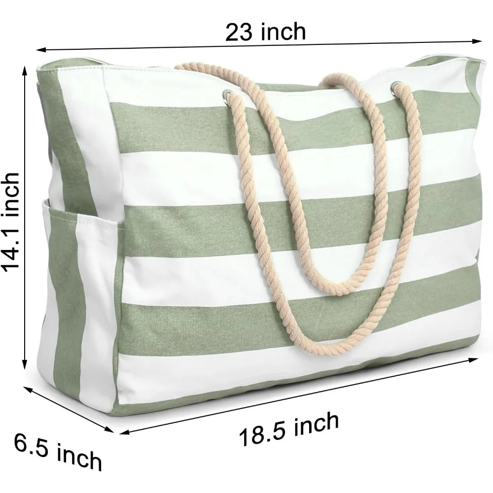 Becokan Waterproof Beach Tote Bag for Women – Large Sandproof Zippered Pool & Swim Bag