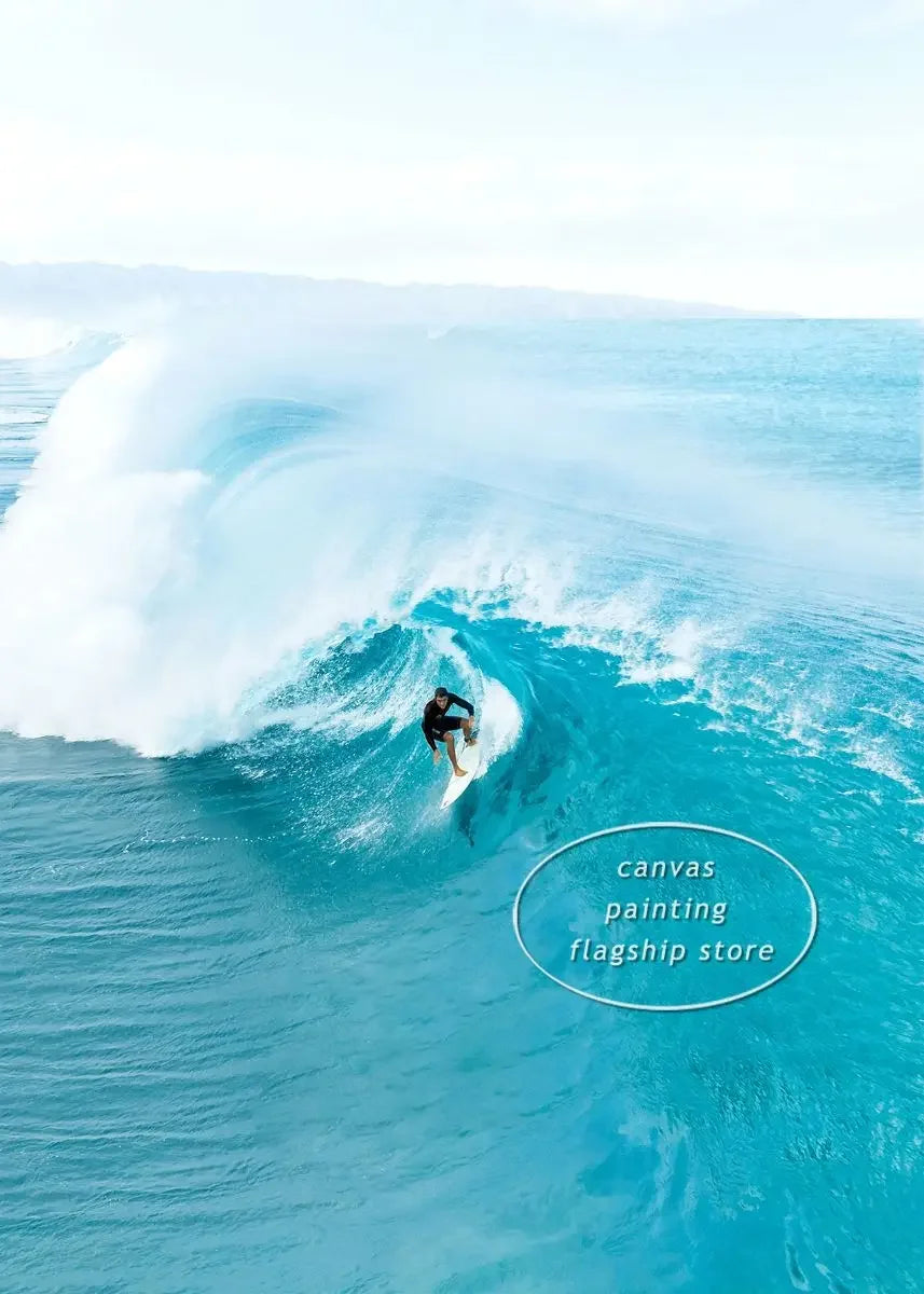 Beach Wave Surfing Canvas Wall Art – Coastal-Themed Print Poster for Living Room, Bedroom, and Home Décor