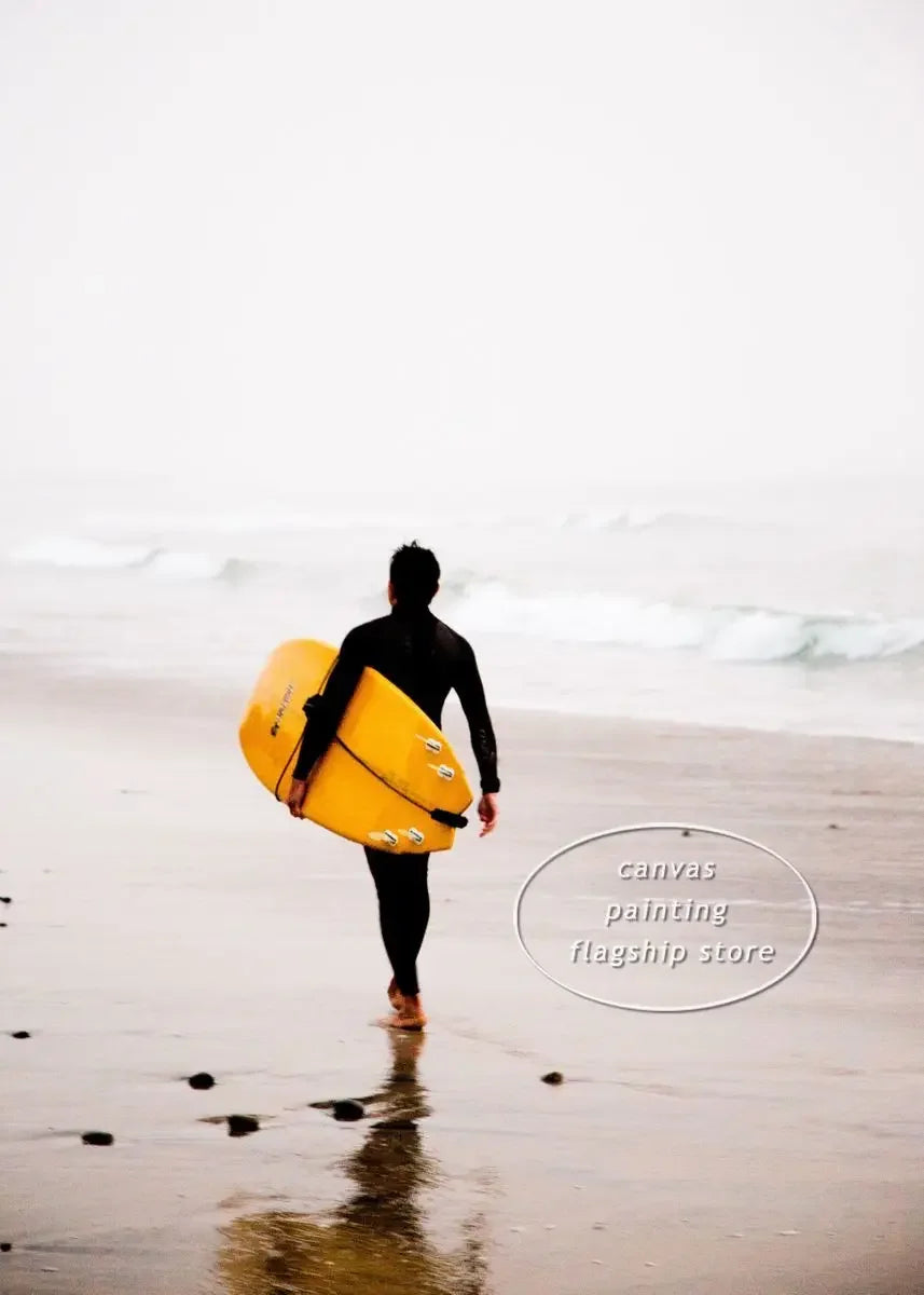 Beach Wave Surfing Canvas Wall Art – Coastal-Themed Print Poster for Living Room, Bedroom, and Home Décor