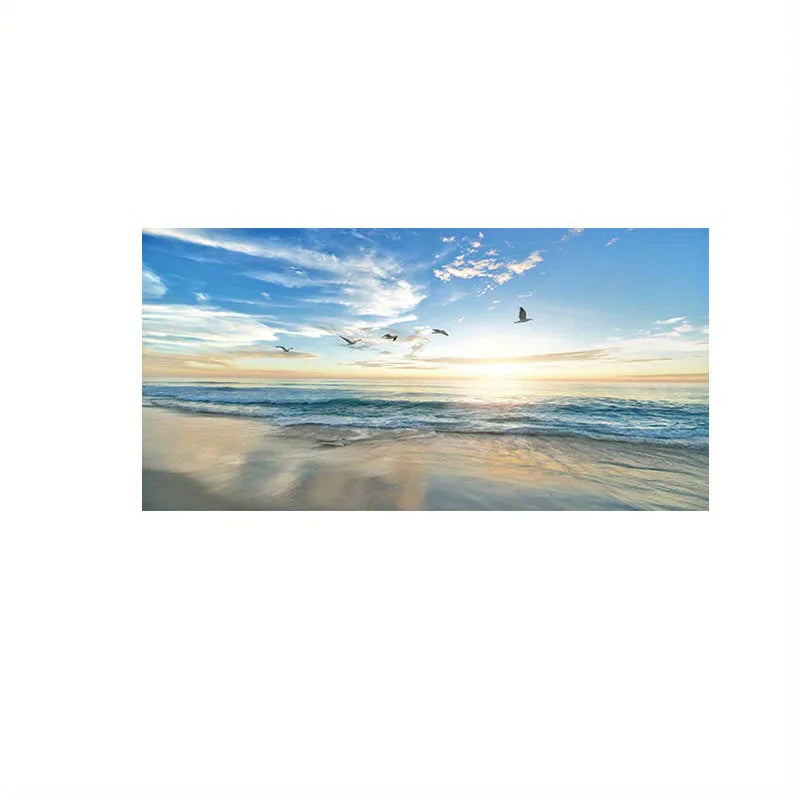 Beach Sunset Landscape Canvas Wall Art – Large Nordic Poster Print for Living Room, Bedroom, and Home Décor