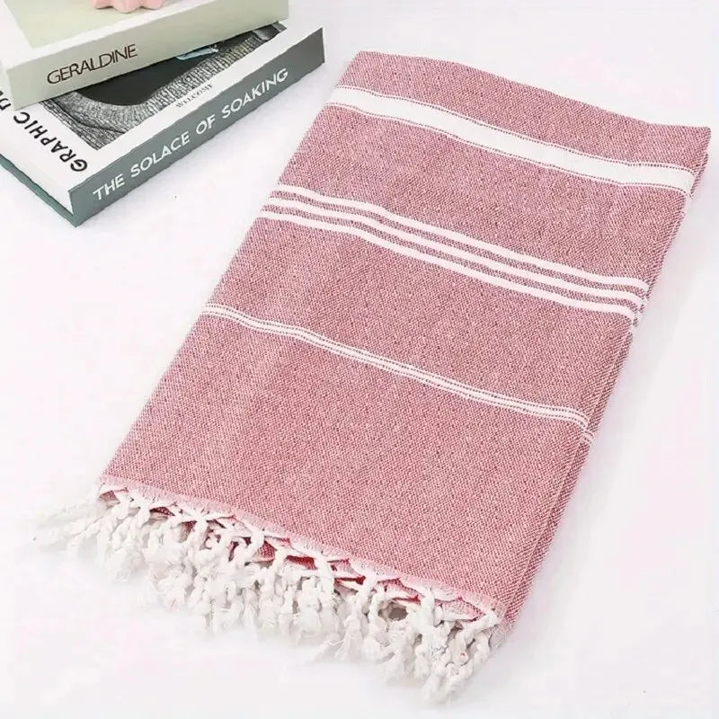 Oversized Turkish Beach Towel 90 × 180 cm – Sand-Free Quick-Dry Swim Towel with Tassels for Adults, Travel, Beach, Pool, and Gifts