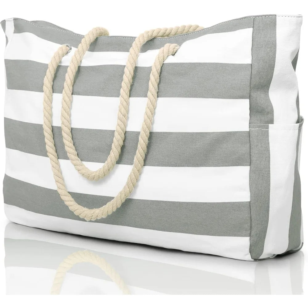 Becokan Waterproof Beach Tote Bag for Women – Large Sandproof Zippered Pool & Swim Bag
