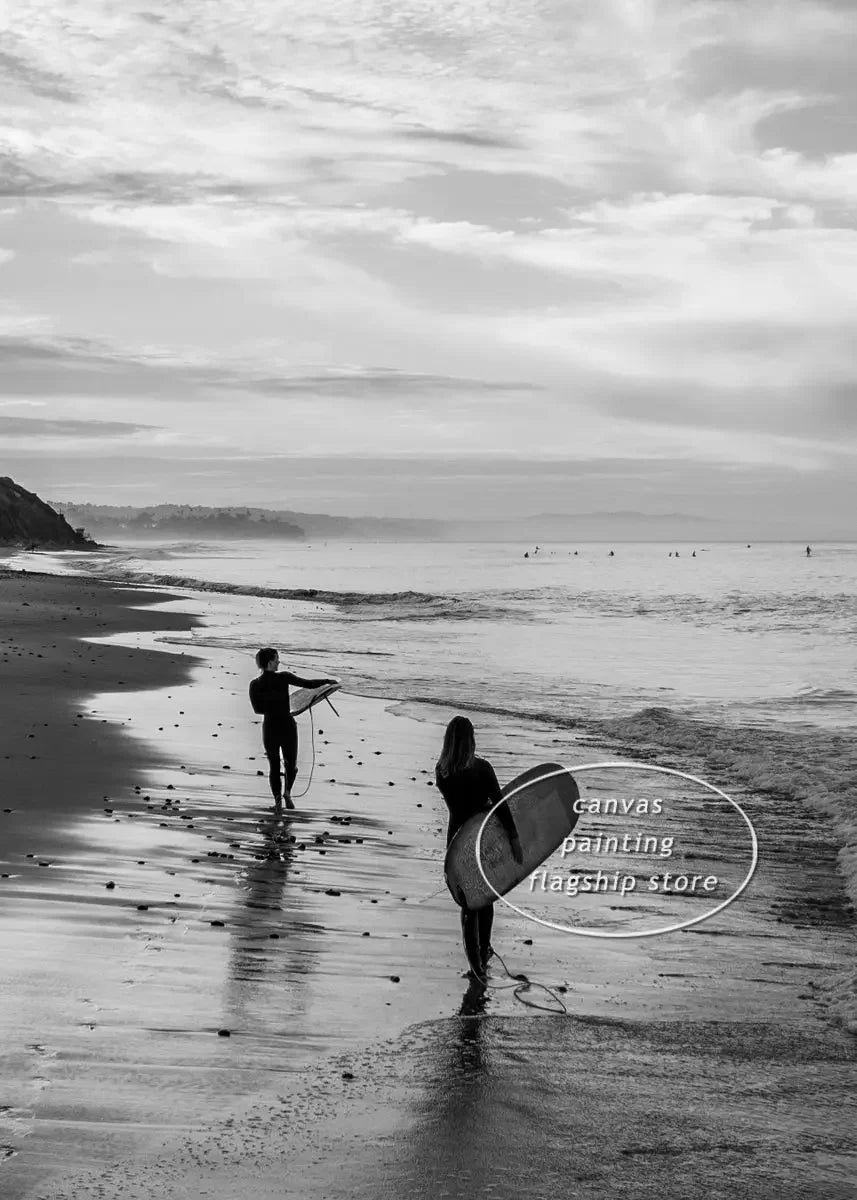 Beach Wave Surfing Canvas Wall Art – Coastal-Themed Print Poster for Living Room, Bedroom, and Home Décor