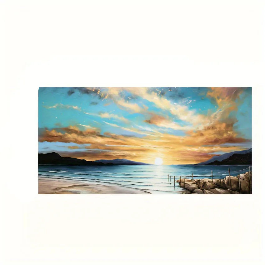 Beach Sunset Landscape Canvas Wall Art – Large Nordic Poster Print for Living Room, Bedroom, and Home Décor