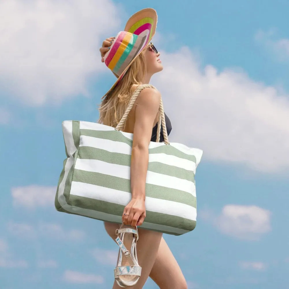 Becokan Waterproof Beach Tote Bag for Women – Large Sandproof Zippered Pool & Swim Bag